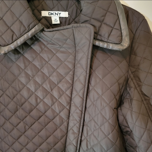 Women's DKNY Quilted Puffer Jacket Coat size Medium Brown - Picture 9 of 9